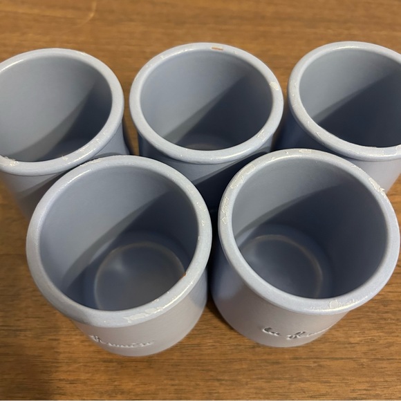 LOT OF 5 La Fermiere PERIWINKLE BLUE Cermer Glazed Terra Cotta Yogurt Pots - Picture 2 of 7